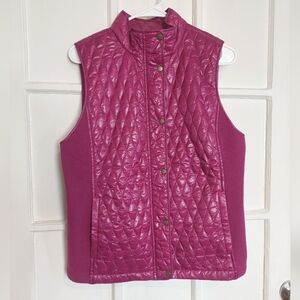 Talbots Diamond Quilted Vest Womens Medium Purple Full-Zip Insulated Sleeveless